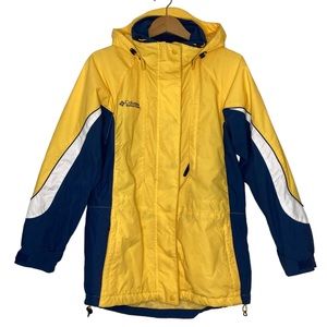 Columbia Core Interchange Jacket Womens Small Yellow Blue White Outer Shell Only